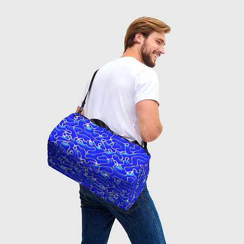Спортивная сумка Синий волнистый рисунок / 3D-принт – фото 3