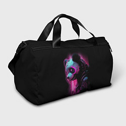 Спортивная сумка Панда киберпанк в фиолетовом свете