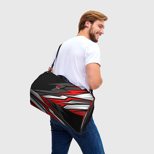Спортивная сумка Митсубиси - красный спортивный / 3D-принт – фото 3