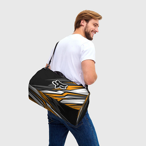 Спортивная сумка Fox motocross racing - orange / 3D-принт – фото 3