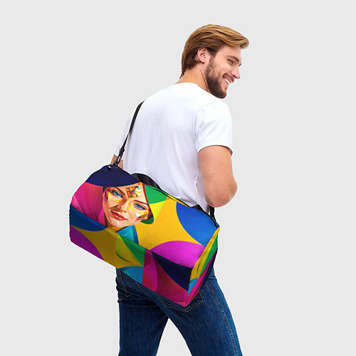 Спортивная сумка Девушка лицо с ромбическим орнаментом / 3D-принт – фото 3