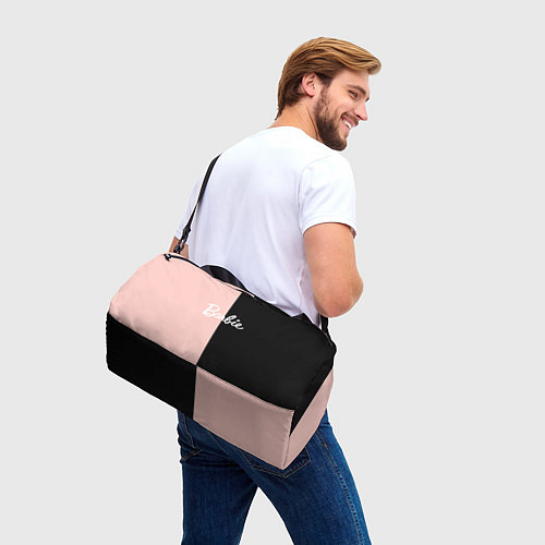 Спортивная сумка Барби - сплит нежно-персикового и черного / 3D-принт – фото 3