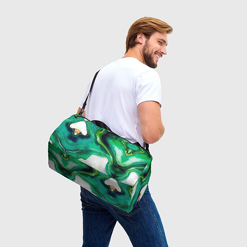 Спортивная сумка Жидкий изумруд в стиле арт / 3D-принт – фото 3