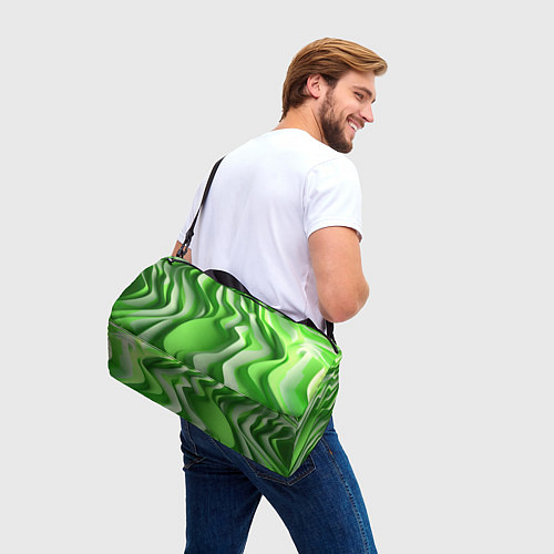 Спортивная сумка Зеленые объемные полосы / 3D-принт – фото 3