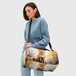 Сумки спортивные Лиса в осеннем лесу акварель, цвет: 3D-принт — фото 2