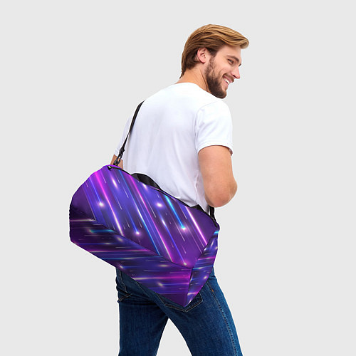 Спортивная сумка Неоновый звездопад - полосы / 3D-принт – фото 3