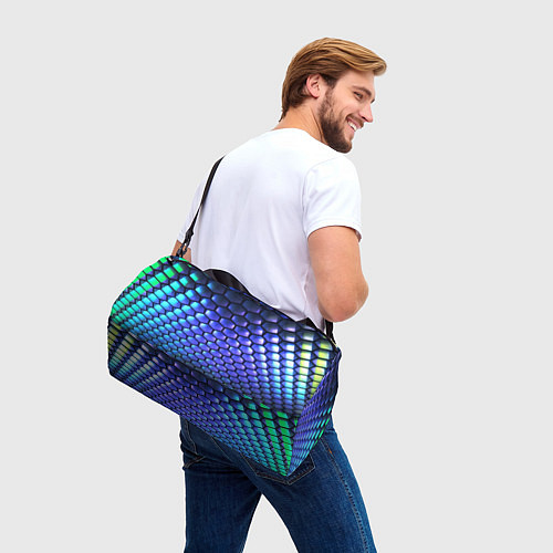 Спортивная сумка Цветные соты - объемная абстракция / 3D-принт – фото 3