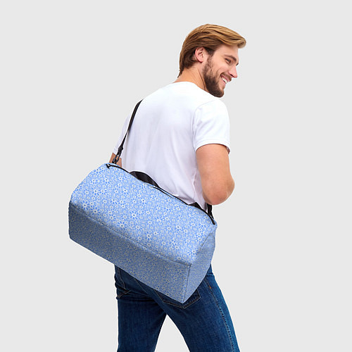 Спортивная сумка Цветочный паттерн голубой / 3D-принт – фото 3