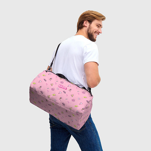 Спортивная сумка Лиза - в стиле барби: аксессуары на розовом паттер / 3D-принт – фото 3