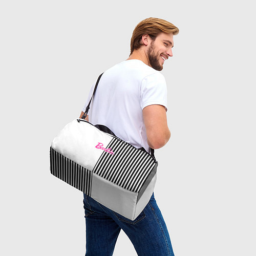 Спортивная сумка Барби - белый и черные полосы / 3D-принт – фото 3
