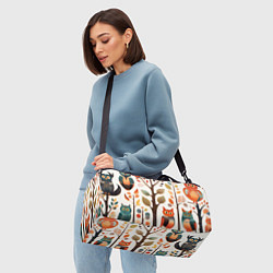 Сумки спортивные Совы в осеннем лесу в стиле фолк-арт, цвет: 3D-принт — фото 2