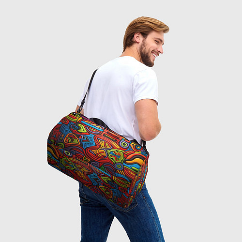 Спортивная сумка Разноцветный узор в стиле абстракционизм / 3D-принт – фото 3