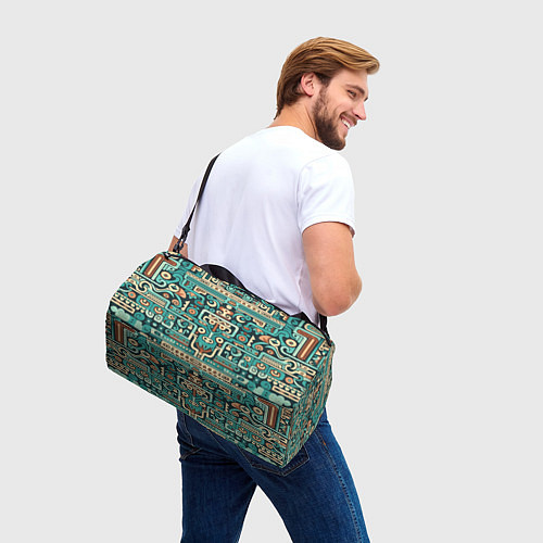 Спортивная сумка Абстрактный паттерн в ацтекском стиле / 3D-принт – фото 3