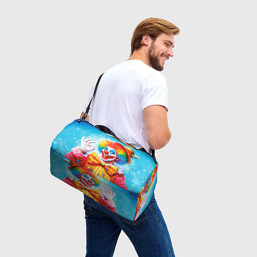 Спортивная сумка Нейросеть - картина с клоуном / 3D-принт – фото 3