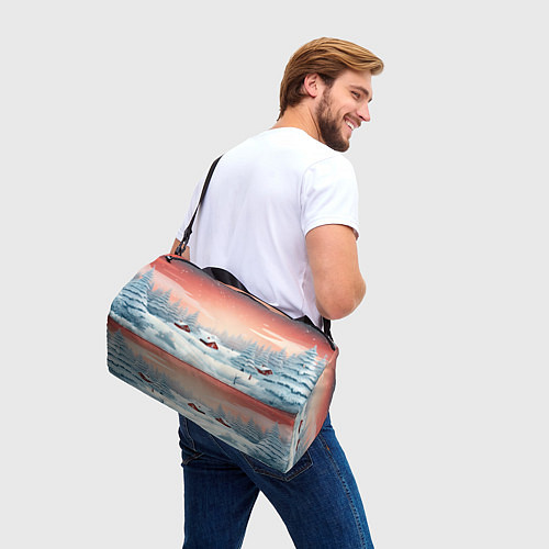 Спортивная сумка Погружение в зимнюю атмосферу / 3D-принт – фото 3