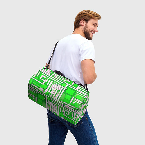 Спортивная сумка Полосы на зелёном фоне / 3D-принт – фото 3