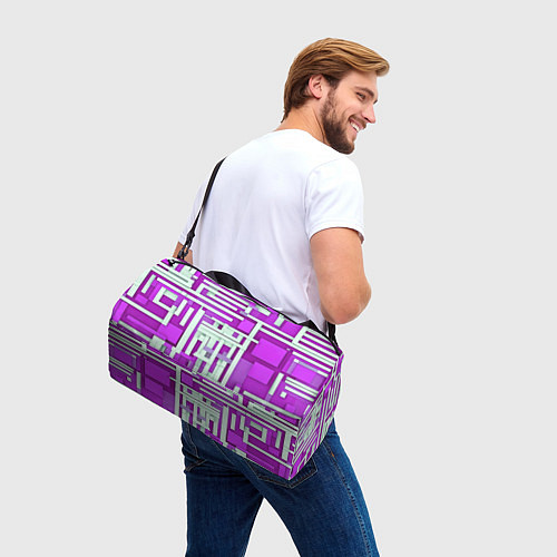 Спортивная сумка Полосы на фиолетовом фоне / 3D-принт – фото 3