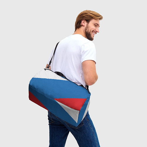Спортивная сумка Белый синий красный вязаный фон / 3D-принт – фото 3