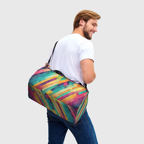 Спортивная сумка Цветные диагональные полосы / 3D-принт – фото 3