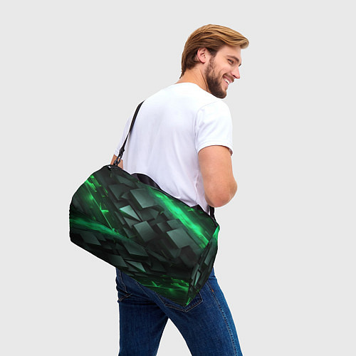 Спортивная сумка Геометрическая зеленая абстракция / 3D-принт – фото 3
