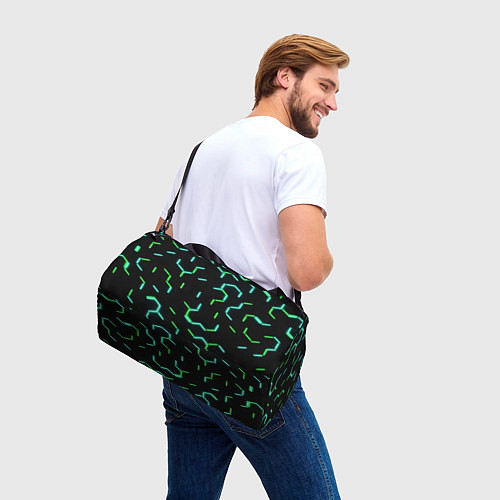 Спортивная сумка Зеленые неоновые неполные гексагоны / 3D-принт – фото 3
