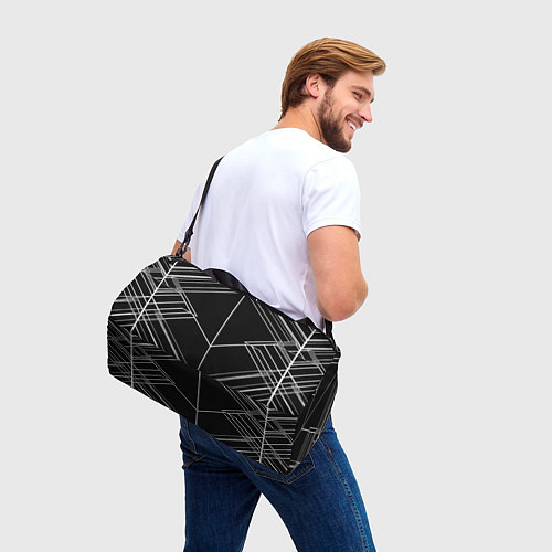 Спортивная сумка Полосы на чёрном фоне / 3D-принт – фото 3
