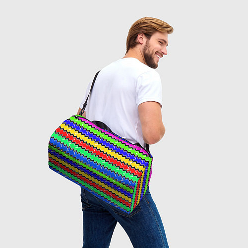 Спортивная сумка Горизонтальные разноцветные линии / 3D-принт – фото 3