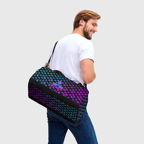 Спортивная сумка Митсубиси неоновый градиент значки / 3D-принт – фото 3