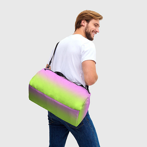 Спортивная сумка Розовый и ярко-зеленый градиент / 3D-принт – фото 3