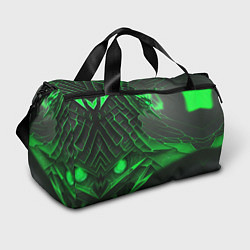 Сумки спортивные Зелёная сеть на чёрном фоне, цвет: 3D-принт