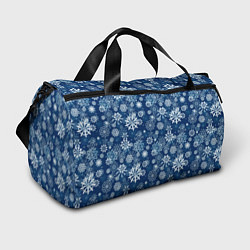 Сумки спортивные Snowflakes on a blue background, цвет: 3D-принт