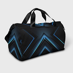 Спортивная сумка Черная абстракция с синим неоновым ярким свечением