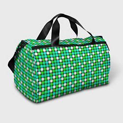 Сумки спортивные Зелёные и белые квадраты, цвет: 3D-принт