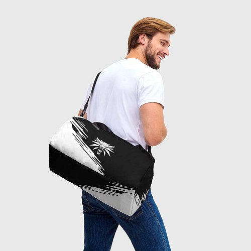 Спортивная сумка Ведьмак лого белое линии / 3D-принт – фото 3