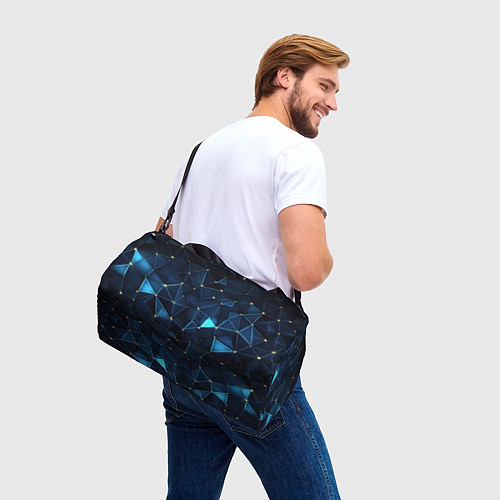 Спортивная сумка Синие осколки из мелких абстрактных частиц калейдо / 3D-принт – фото 3