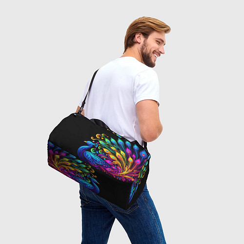 Спортивная сумка Neon peacock - art / 3D-принт – фото 3