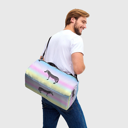 Спортивная сумка Зебра по радужном фоне / 3D-принт – фото 3