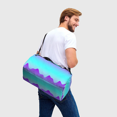 Спортивная сумка Светлый градиент с волнистым сиреневым узором / 3D-принт – фото 3