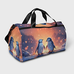 Сумки спортивные Романтичная пара пингвинов, цвет: 3D-принт