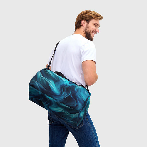 Спортивная сумка Синяя абстракция в виде волн / 3D-принт – фото 3
