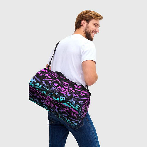 Спортивная сумка Marshmello neon pattern / 3D-принт – фото 3