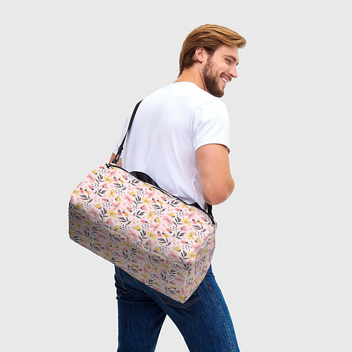 Спортивная сумка Абстрактный паттерн с цветами / 3D-принт – фото 3