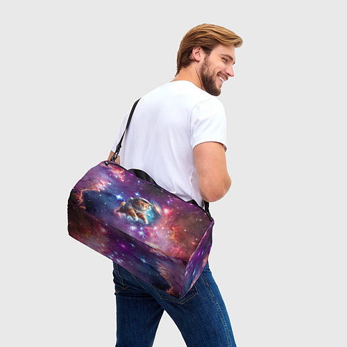 Спортивная сумка Котик смелый космонавт - нейросеть / 3D-принт – фото 3