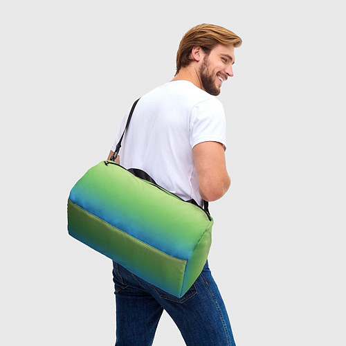 Спортивная сумка Градиент зелёно-голубой / 3D-принт – фото 3