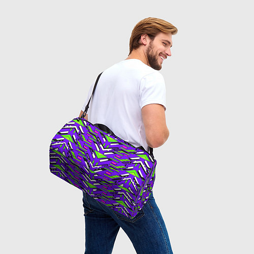 Спортивная сумка Техно броня фиолетово-зелёная / 3D-принт – фото 3