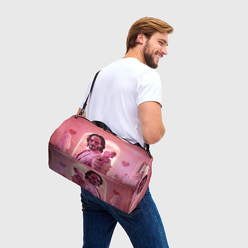 Спортивная сумка Джон Уик в розовых очках сердечках / 3D-принт – фото 3