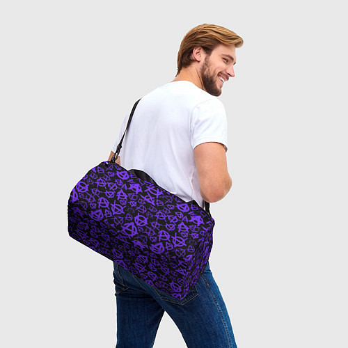 Спортивная сумка Узор анархия фиолетовый / 3D-принт – фото 3