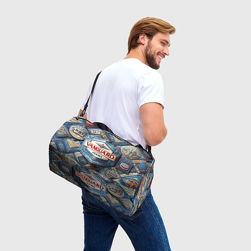 Спортивная сумка Vanguard denim patchwork - ai art / 3D-принт – фото 3