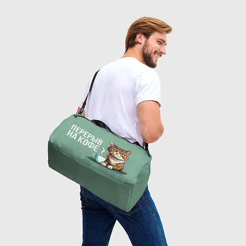 Спортивная сумка Перерыв на кофе - кот / 3D-принт – фото 3