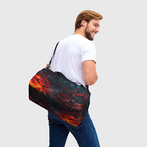 Спортивная сумка Темная абстракция с разломом красных плит / 3D-принт – фото 3